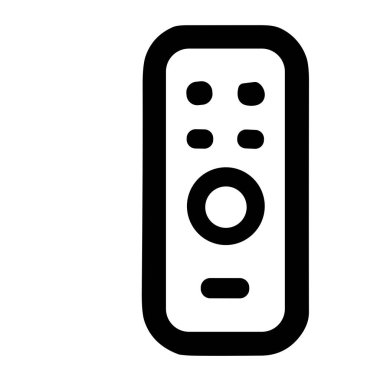Uzaktan kumandanın temiz ve modern siyah çizgi simgesi. Bu basit vektör çizimi kullanıcı arayüzü tasarımı, web siteleri ve teknoloji kavramları için mükemmeldir.