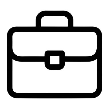 Bir evrak çantasının minimalist ve temiz vektör simgesi. Bu basit çizim iş, iş, portföy ve iş hayatını temsil ediyor. Beyaz bir arkaplanda izole edilmiş.