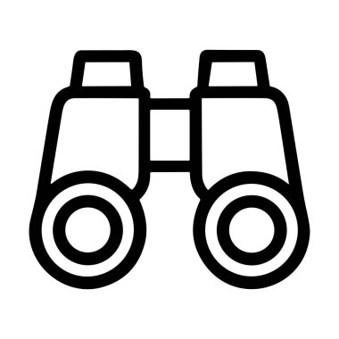 Bir dürbünün minimalist siyah ana hatlı simgesi. Bu basit vektör grafiği görme, gözlem, arama, keşif ve keşfi temsil eder..