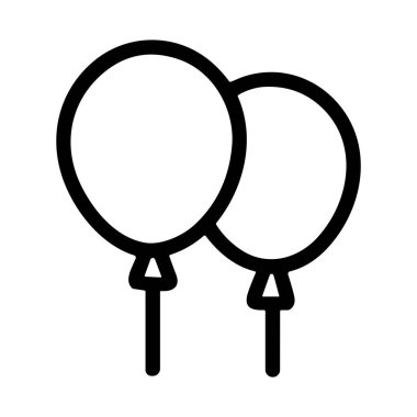 İki balonun basit ve temiz siyah ana hatlı vektör çizimi. Bu minimalist simge partiler, doğum günleri ve şenlik etkinlikleri ile ilgili tasarımlar için mükemmeldir..