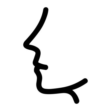 Yandan bakıldığında, tek ve akışkan siyah bir çizgiyle yaratılmış, zarif ve basit bir insan yüzü çizimi. Bu minimalist çizim bir insan siluetinin özünü yakalıyor..