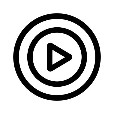 İki dairenin içinde sağ köşeli üçgen içeren basit ve modern bir oyun simgesi. Bu vektör grafiği kullanıcı arayüzü tasarımı ve çokluortam uygulamaları için mükemmeldir.