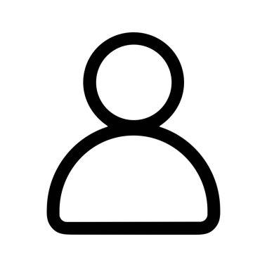 Bir kişiyi ya da kullanıcı profilini temsil eden minimalist bir siyah taslak simgesi. Bu basit grafik sembolü genellikle hesap girişi, iletişim bilgileri veya sosyal medya avatarları için kullanılır.