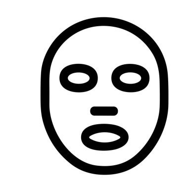 Bir insan yüzü ya da maskesinin basit bir vektör grafiği. Temiz siyah tasarım güzellik, sağlık, duygu veya anonimlik ile ilgili ikonlar için uygundur.