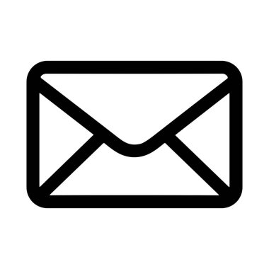 Kapalı bir zarfın minimalist siyah bir taslağı, postayı, e-postayı, mesajları ve dijital iletişimi temsil ediyor. Web ve uygulama tasarımı için beyaz bir arkaplanda izole edilmiş.