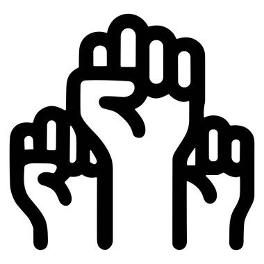 Basit bir siyah beyaz çizgi simgesi, üç kaldırılmış yumruk. Bu güçlü sembol birlik, protesto, devrim, güç ve sosyal adalet hareketlerini temsil ediyor..