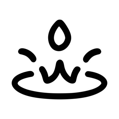 Tek bir sıvı damlasının bir yüzeye çarpıp dalgalanma yarattığının basit bir siyah beyaz çizgisi. Suyu, saflığı ya da etkiyi temsil eden temiz, minimalist bir simge.