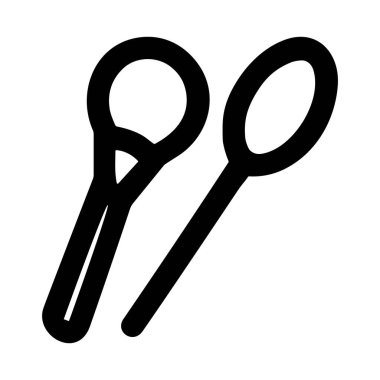 İki kaşıktan oluşan basit bir siyah-beyaz vektör çizimi. Bu minimalist simge, yemek pişirme ya da yemekle ilgili konular için mükemmel cesur taslaklar ve temiz bir tasarım içerir..