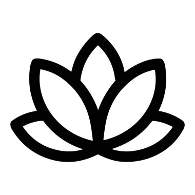 Minimalist ve zarif bir nilüfer çiçeği ikonu. Bu basit sanat çizgisi koyu siyah hatları, saflığı, aydınlanmayı ve güzelliği sembolize eder. Yoga ve sağlık logoları için mükemmel..