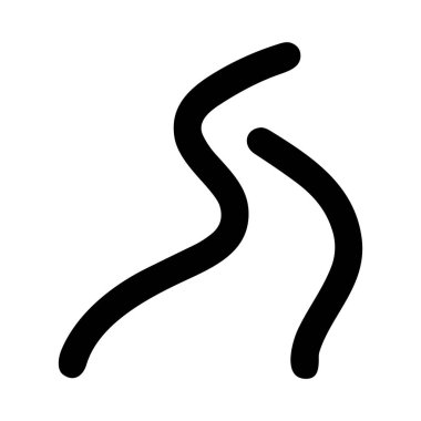 İki kalın, organik, paralel dalgalı çizgi içeren minimalist siyah beyaz bir grafik. Basit, el çizimi bir hareket ve akış hissi yaratır, bir yol ya da duman gibi..