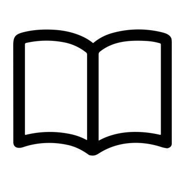 Açık bir kitabın basit bir siyah taslak simgesi. Bu vektör grafik okuma, öğrenme, eğitim, edebiyat ve bilgiyi temsil eder. Web ve uygulama tasarımı için mükemmel.