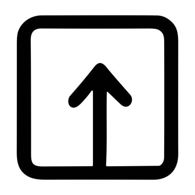 Yuvarlak köşeli bir meydanın içindeki yukarı bakan bir okun minimalist çizgi sanat simgesi. Bu sembol veri göndermeyi, paylaşmayı veya göndermeyi temsil eder. Web ve uygulama arayüzleri için vektör grafiği.