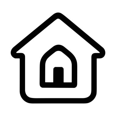 Kalın kalın çizgiler ve kemerli bir kapı aralığıyla dizayn edilmiş minimalist bir ev sembolü ya da piktogram. Bu vektör grafiği web sayfası düğmesi ya da emlak logosu için mükemmeldir.