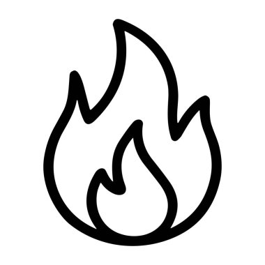Minimalist bir el ateş alevinin simgesini çizmiş. Bu basit siyah ve beyaz ana hat sembolü ısı, enerji, tutku ve tehlikeyi temsil ediyor. Tasarım için vektör grafik ögesi.