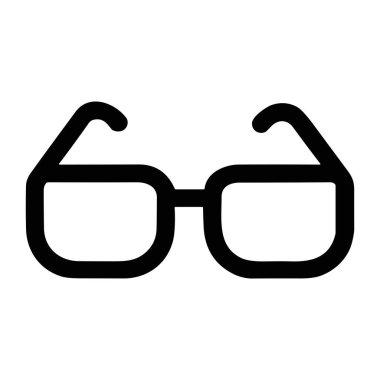 Okuma gözlüğünü temsil eden minimalist bir vektör grafiği. Bu basit siyah taslak simgesi beyaz bir arkaplan üzerinde izole edilir, web ve uygulama tasarımı için mükemmeldir.