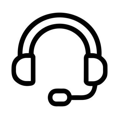 Üzerinde mikrofon olan basit ve temiz bir siyah dış hat simgesi. Bu vektör grafiği müşteri desteğini, çağrı merkezlerini, tele pazarlamayı, oyun oynamayı veya iletişimi temsil eder..