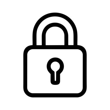 Kapalı asma kilidin temiz bir vektör grafiği. Bu satır simgesi beyaz arka planda güvenlik, güvenlik, mahremiyet ve erişim kontrolünü temsil etmek için mükemmeldir.