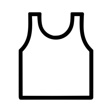 Temiz ve modern bir taslak ikonu, kolsuz bluz veya atlet tasvir ediyor. Bu basit vektör çizimi moda, spor veya yaz temalı kullanıcı arayüzleri ve grafik tasarımları için mükemmeldir..