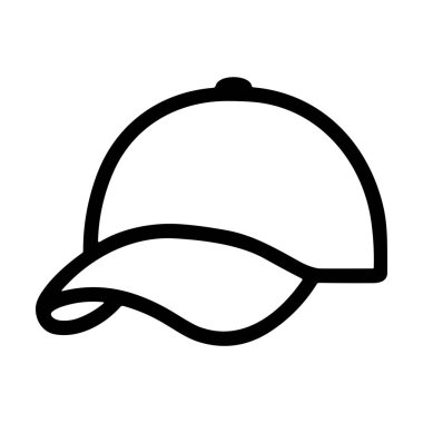 Beyzbol şapkasının minimalist vektör grafiği. Bu temiz taslak simgesi, web tasarımı, spor logoları veya moda ve giysi kavramları için izole ve mükemmeldir..