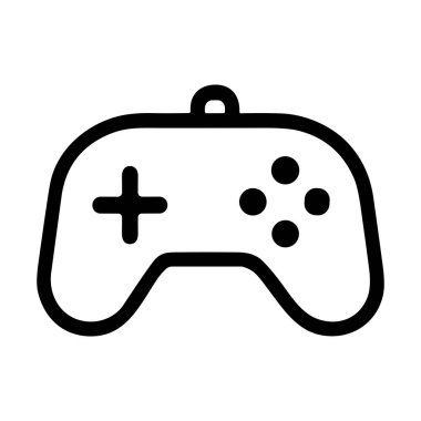 Oyun kontrolörünün ya da oyun alanının basit bir taslak simgesi. Bu düz vektör grafiği dijital eğlence, esportlar ve teknolojiyi sembolize eden bir D-pad ve aksiyon tuşlarına sahiptir..
