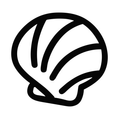 Bir deniz kabuğunun minimalist ve modern vektör çizimi. Bu basit siyah çizim klasik bir deniz tarağı kabuğunu tasvir eder, logolar, simgeler ve web tasarımı için mükemmeldir.