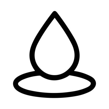Dairesel bir dalga ya da su birikintisi üzerinde asılı duran tek bir damla sıvıyı tasvir eden basit bir siyah beyaz çizgi sanat ikonu. Minimalist grafik tasarımı beyaz arkaplanda izole edildi.