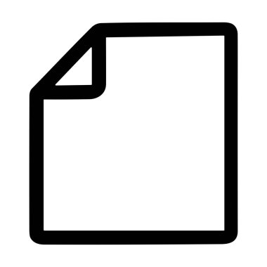 Boş bir dosya ya da sayfanın minimalist vektör grafiği. İkonun sol üst köşesinde düz beyaz bir arka planda izole edilmiş, kalın siyah bir ana hatları var..