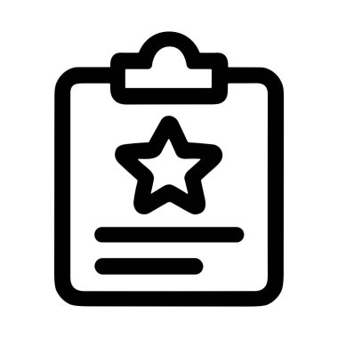 Önde gelen bir yıldızın yer aldığı bir panonun minimalist çizgisi sanat simgesi. Bu sembol kalite kontrolü, müşteri geri bildirimi, performans değerlendirmesi veya öncelikli bir görevi temsil eder.