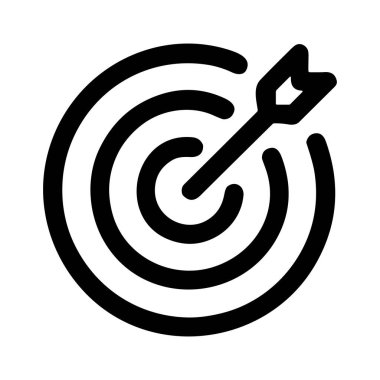 Bir amaca, başarıya ve hassasiyete ulaşmayı temsil eden minimalist bir simge. Bir ok, odaklanmayı ve doğruluğu sembolize eden hedefin tam ortasına mükemmel bir şekilde yerleştirilmiştir..