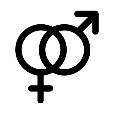Erkek ve kadın cinsiyet sembollerinin birbirine bağlı koyu siyah bir ikonu. Bu evrensel kabul görmüş işaret heteroseksüelliği, ortaklığı ve cinsiyet birliğini temsil ediyor..