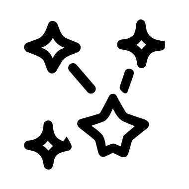 A minimalist line art illustration of shining stars and glitter. This clean and simple graphic symbol represents magic, celebration, cleanliness, and wonder.
