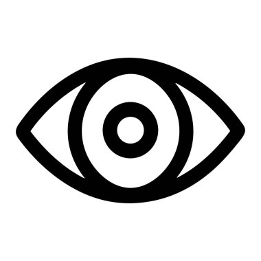 Bir insan gözünün basit ve koyu siyah çizgili sanat simgesi. Bu minimalist piktogram görme, görme, gözlem, algılama ve farkındalık gibi kavramları temsil eder..