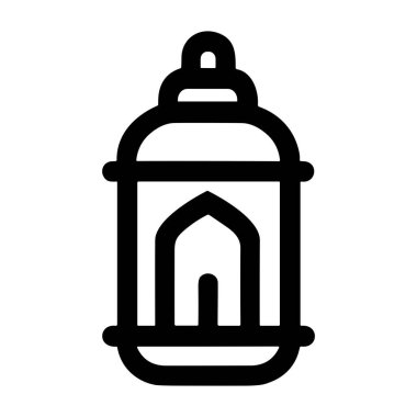This graphic features a traditional Islamic lantern in a modern minimalist line art style. Ideal for web print and mobile applications related to Muslim culture.