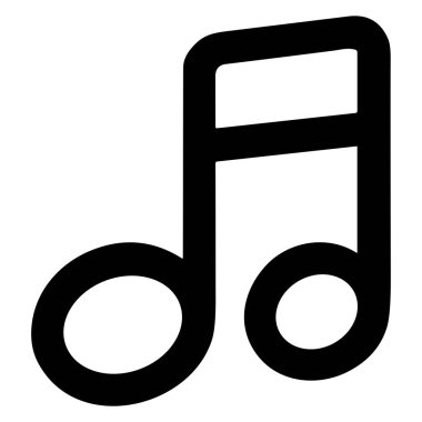 Işınlanmış sekizinci notanın minimalist siyah çizgi sanat simgesi. Bu basit vektör grafiği müzik, ses, melodi, ritim ve temiz beyaz arka plandaki sesi sembolize eder..