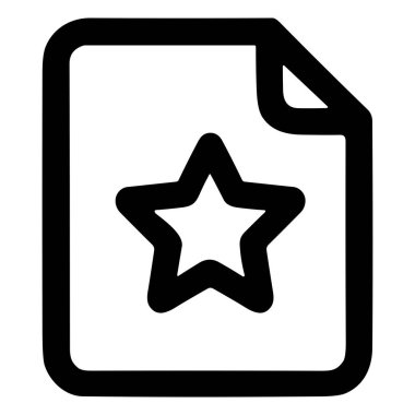 Katlanmış köşeli bir belgenin basit bir çizgi sanat simgesi ve ortasında öne çıkan bir yıldız. Favori, özellikli ya da önemli bir dosyayı temsil eder.