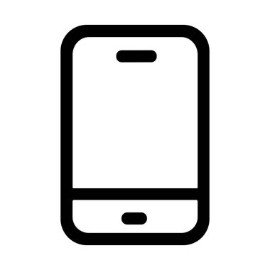 Modern bir akıllı telefonun basit bir siyah taslak simgesi. Bu minimalist vektör grafiği yuvarlak köşeli, kolay kullanım için beyaz bir arkaplanda izole edilmiş temiz bir tasarım içerir..