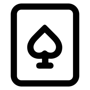 Belirgin bir maça sembolü içeren basit, grafik bir oyun kartı çizimi. Simgenin koyu siyah bir sınırı vardır ve beyaz bir arkaplanda izole edilmiştir..