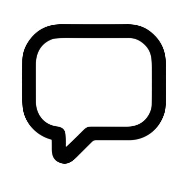 Yuvarlak kare konuşma baloncuğunun temiz ve modern bir grafiği. Bu basit simge beyaz bir arkaplanda izole edilmiş diyalog, mesajlaşma ve çevrimiçi iletişimi temsil eder..