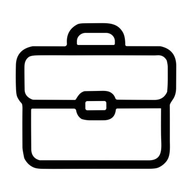 Bir iş çantasının temiz ve modern bir taslak simgesi. Bu basit vektör grafiği, beyaz arka planda web ve uygulama tasarımı için mükemmel iş, portföy veya şirket temalarını temsil eder..