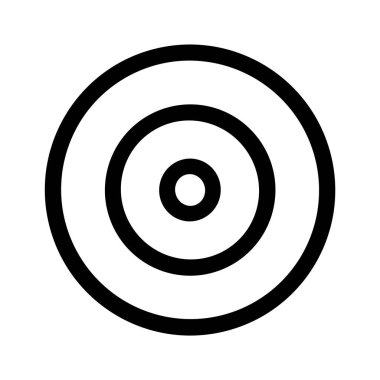 Hedef veya hedef oluşturan üç siyah eşmerkezli çemberin yer aldığı temiz ve basit bir grafik simgesi. Hedef, odaklanma, hassasiyet ve hedef gibi kavramları temsil eder.