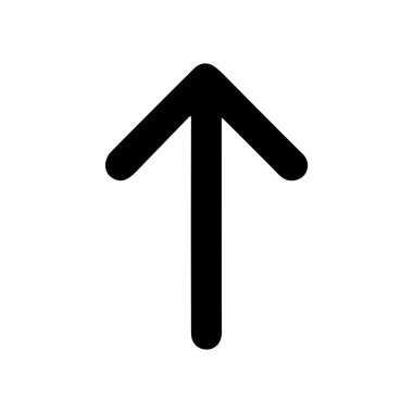 Yukarı bakan temiz ve minimalist bir siyah ok simgesi. Bu basit vektör grafiği kullanıcı arayüzleri, navigasyon, yön ve büyüme kavramları için mükemmeldir.