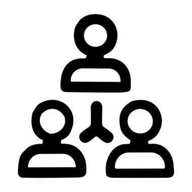 Lider ve takım üyeleriyle hiyerarşik yapıyı gösteren minimalist bir simge. Bu sembol yönetim, işbirliği, iş örgütü ve sosyal ağları temsil etmektedir..