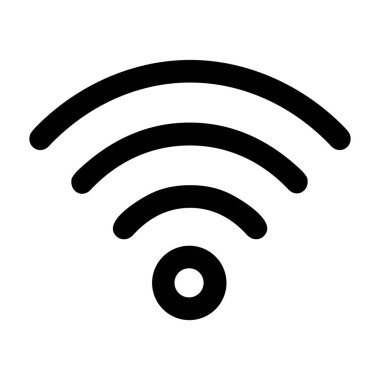Kablosuz ağ sinyali ve internet bağlantısını temsil eden basit bir Wi-Fi simgesi. Web ve uygulama tasarımı için beyaz bir arkaplanda izole edilmiş.