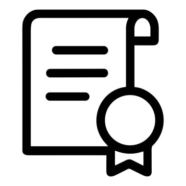 Bir diplomanın simgesi ya da kurdele mührü olan resmi bir belge. Başarı, nitelik, ehliyet ya da garanti sembolü. Beyaz bir arkaplanda izole edilmiş.