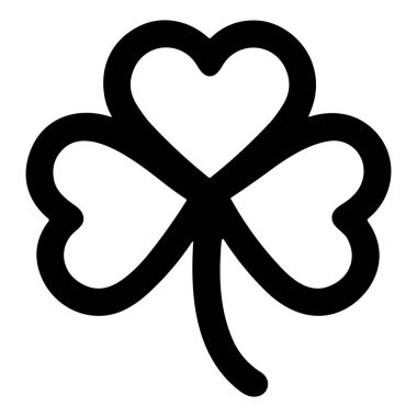 Üç yapraklı yonca ya da yoncanın minimalist siyah çizgili sanat simgesi. Yapraklar kalp şeklinde stilize edilir. Şans ve İrlanda 'nın basit ve zarif bir sembolünü oluşturur..