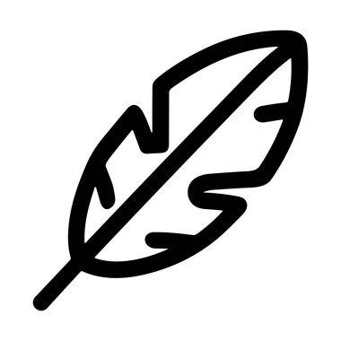 Kuş tüyünün minimalist siyah çizgi sanat simgesi. Bu basit vektör grafiği beyaz bir arkaplanda izole edilir ve hafifliği, yazmayı veya doğayı sembolize edebilir..