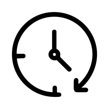 Tarihi, son olayları ya da zaman yönetimini sembolize eden birleşik oklu bir saatin minimalist vektör grafiği. Beyaz bir arkaplanda izole edilmiş.