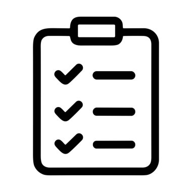 Tüm ögelerin işaretlendiği bir yapılacaklar listesini gösteren bir panonun minimalist vektör grafiği. Tamamlamayı, görevleri, organizasyonu ve başarıyı temsil eder.