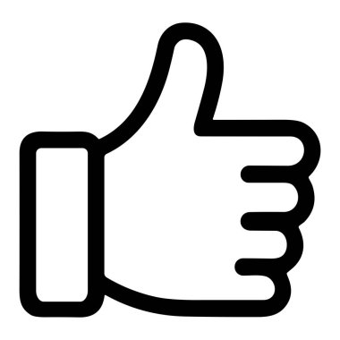 Minimalist bir siyah taslak simgesi baş parmakları gösteren el hareketi. Bu evrensel sembol, web veya uygulama kullanımı için beyaz bir arkaplan üzerinde izole edilmiş onay, beğeni, anlaşma ve olumlu geri bildirimi temsil etmektedir..