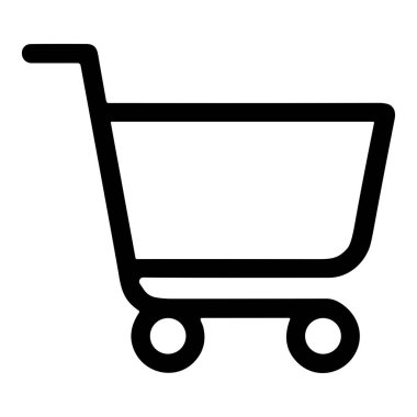 Beyaz arka planda bir alışveriş arabasının ya da tramvayın temiz ve basit bir simgesi. Web tasarımı, e-ticaret uygulamaları ve perakende grafikleri için ideal.